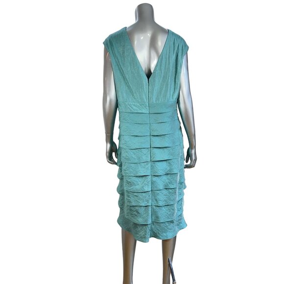 Jessica Howard Turquoise Tiered Layered Sleeveless V-Neck Midi Dress 18W - Picture 2 of 11